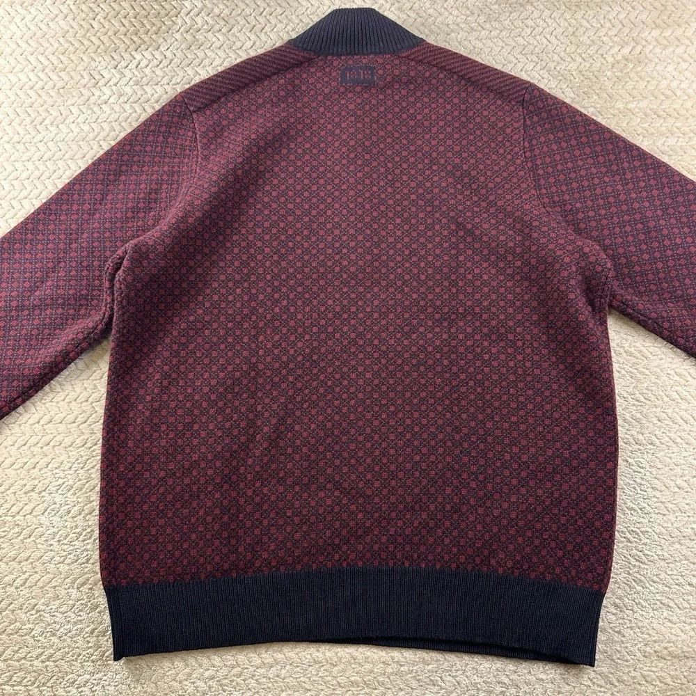 Brooks Brothers Men's‎ XL Nordic Wool Sweater half zip Burgundy navy Cabin Cozy